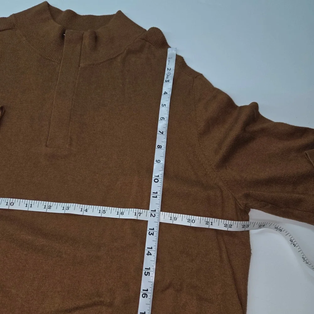 Banana Republic Men Brown Premium Luxe Yarn Quarter Zip Sweater XL Silk Cashmere